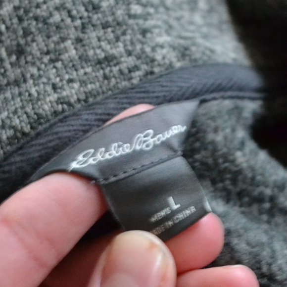 Eddie Bauer Men’s Snap Placket Radiator Fleece Olive Pullover Sweater Size Large - Picture 4 of 6